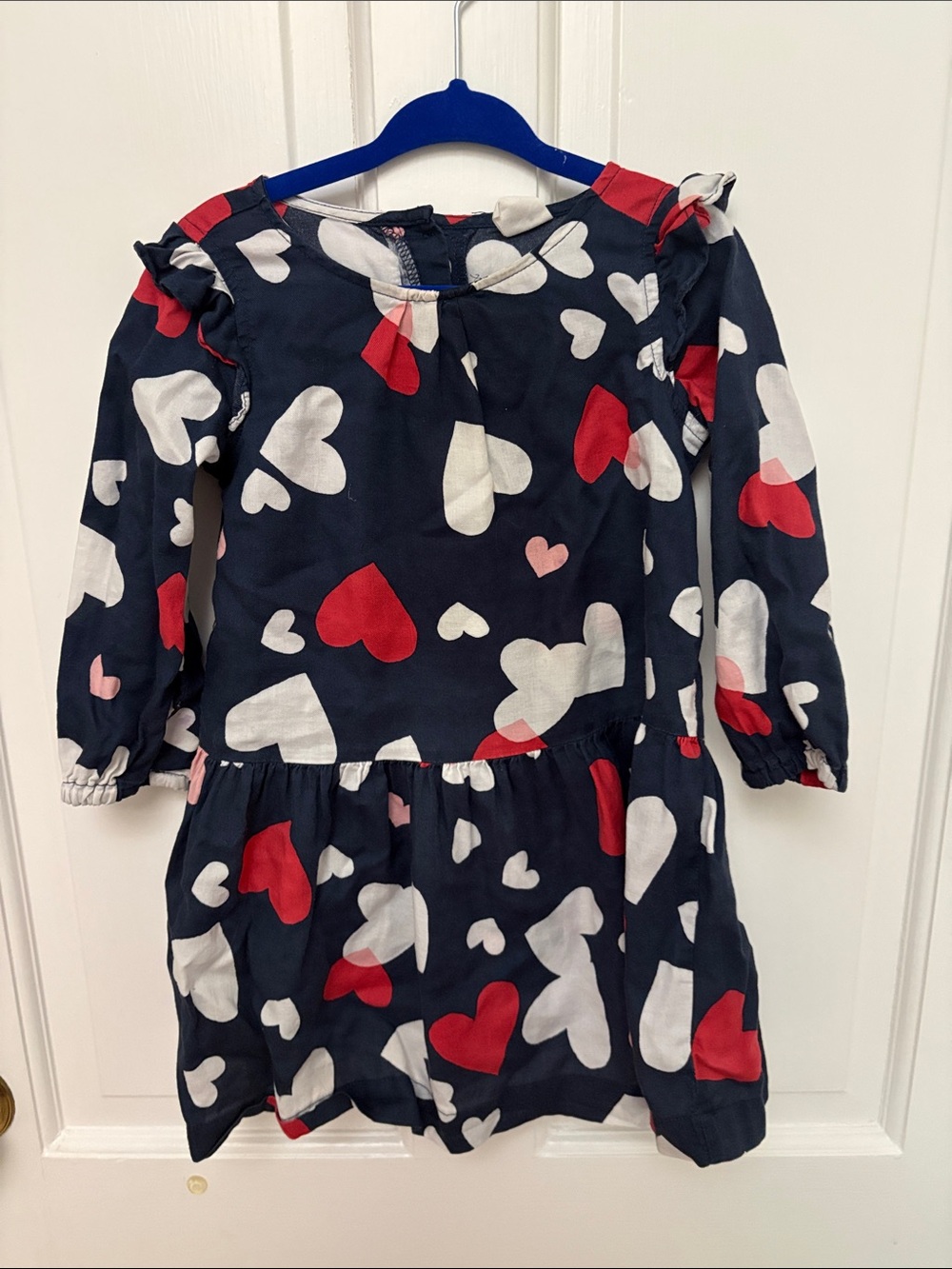 3T heart print drop waist dress with flutter sleeves: back to school